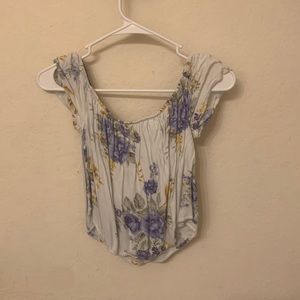 Off the shoulder white flower shirt